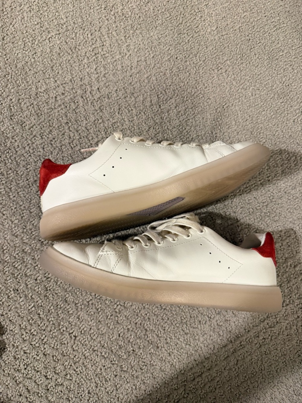 Tory Burch White Leather Sneakers with Red Heel Tab